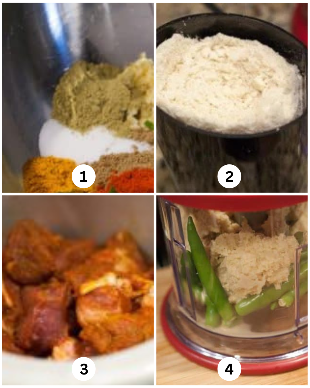 Grinding spices, marinating beef/mutton, and soaking rice for Kerala style beef/mutton biriyani preparation.