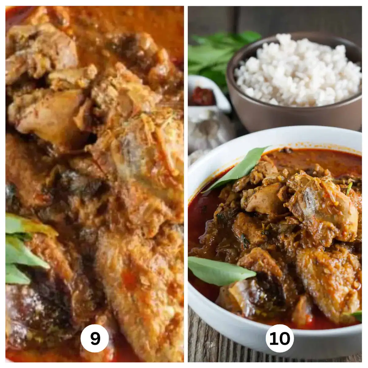 Chicken pieces cooking in thick red masala gravy, the curry base simmering before final garnish and resting time.