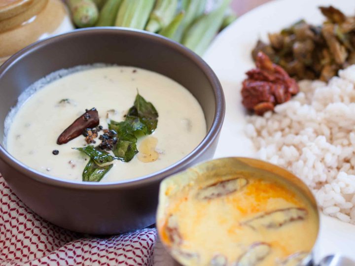 Lady’s finger/Okra/Bhindi fried and cooked in spicy coconut and yogurt based gravy. It’s an easy to prepare and a yummy side dish which goes well with rice