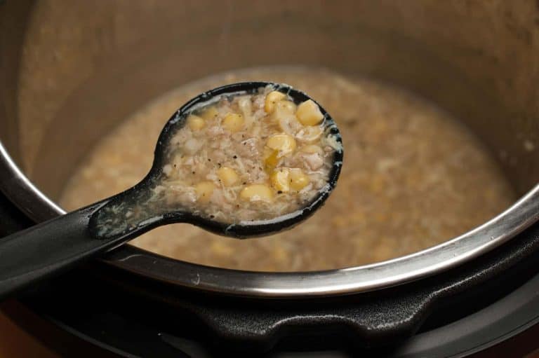 Fresh corns pressure cooked, simmered along with chicken and then drizzled with beaten egg. This classic Instant Pot Indian Sweet Corn Chicken Soup recipe is quick and easy to make, full of delicious flavor. A very popular soup in an Indo Chinese restaurant.