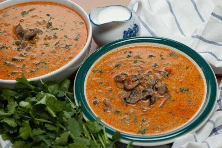 Creamy, tangy and delicious soup with mushrooms and ground beef. It has got right flavors on one plate. This mushroom soup is filling and easy to make. The best Hungarian mushroom and ground beef soup ever!