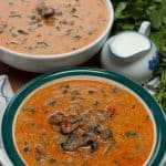 Creamy, tangy and delicious soup with mushrooms and ground beef. It has got right flavors on one plate. This mushroom soup is filling and easy to make. The best Hungarian mushroom and ground beef soup ever!