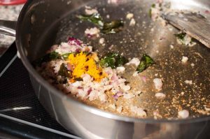 Kerala style cabbage stir fry with coconut, ginger-garlic and green chilly.Cabbage thoran is one of the side dishes for Kerala Onam Sadya! A simple and healthy side dish that goes well with rice.  It’s also called as “cabbage upperi” in the central part of Kerala