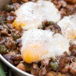 Potato Hash with Mushrooms, Chicken and Egg – Indian Style