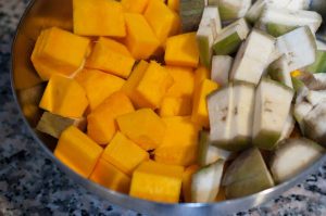 Red Cowpea(payar), pumpkin and raw banana cooked in flavorful coconut gravy. This dish is called Mathanga Erisseri in Kerala and one of the popular recipe for Onam/Vishu Sadya. This is an easy and delicious Red Cowpea, and Pumpkin curry and goes well with rice.