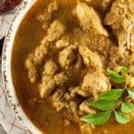 Chicken curry well flavored with roasted coconut and spices. This recipe is a Malabari delicacy. It goes well with pathiri, kerala porotta, any sort of rice variants (ghee rice, pulao, normal rice), chapathi, appam or any other Indian breads.