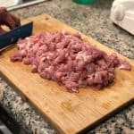 This is an image of chopped chicken