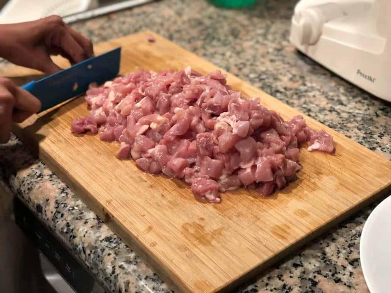 This is an image of chopped chicken