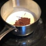 To make chocolate coffee ganache, In another saucepan, bring cream just to a boil and mix with melted chocolate