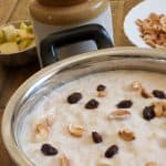 Rice ada is roasted and boiled in milk, sugar and flavored with cardamom. Rice ada looks like small pasta chunks and made of rice flour. Palada payasam can be otherwise called Indian pasta pudding.