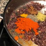 While making masala for puff pastry, once onion, ginger and garlic are sauteed well, add chilli powder, pepper powder, turmeric powder, fennel powder and garam masala
