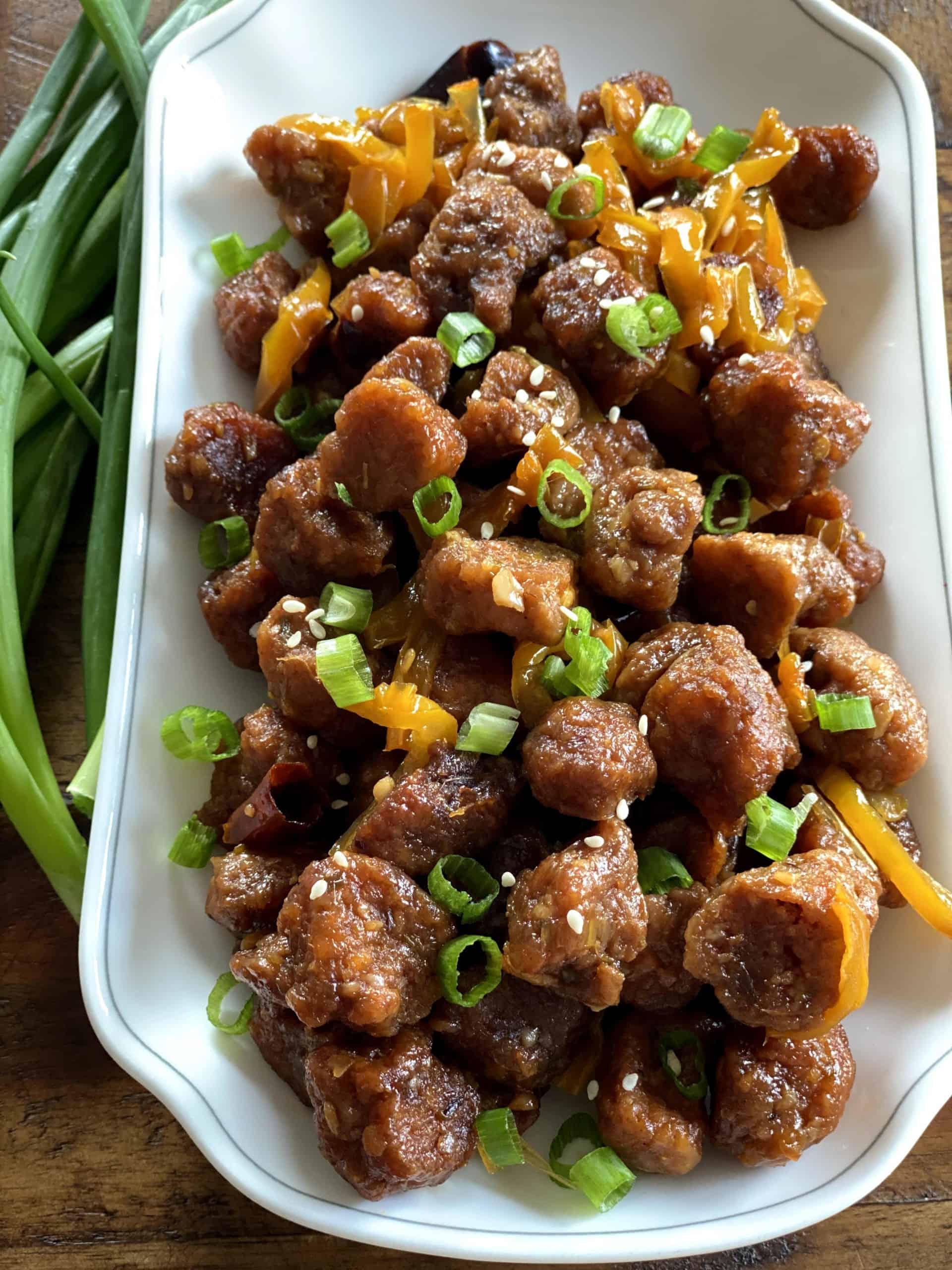 Soya chunks Manchurian dry, ready to eat