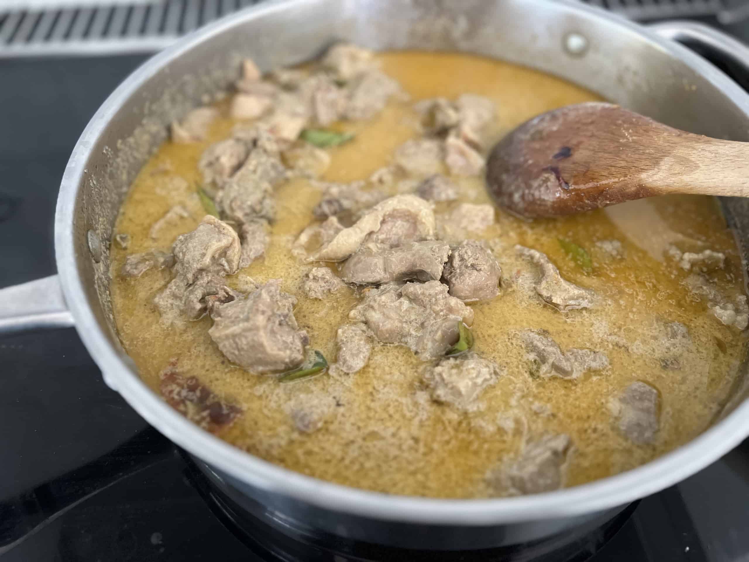 Add coconut milk to the duck gravy