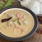 Duck Mappas or Kerala style Duck curry with coconut milk served with Rice String Hoppers ( or Noolappam)